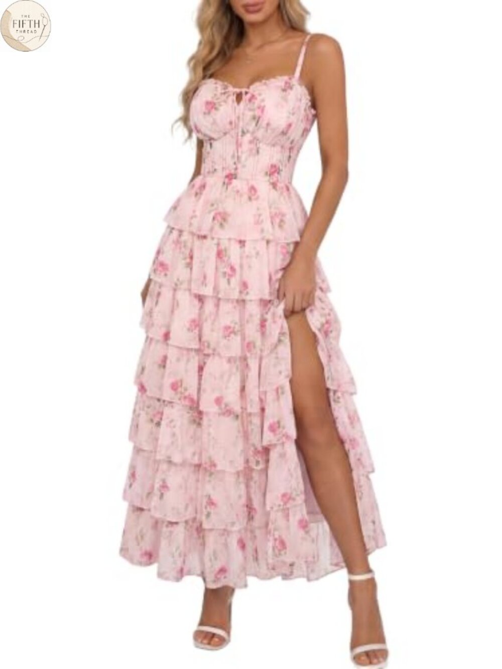 Floral Corset Formal Wedding Guest Maxi Dress Sweetheart Chiffon